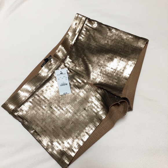 Express gold sequin shorts