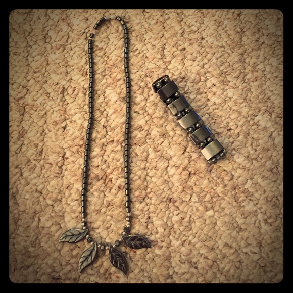 Necklace and bracelet set.