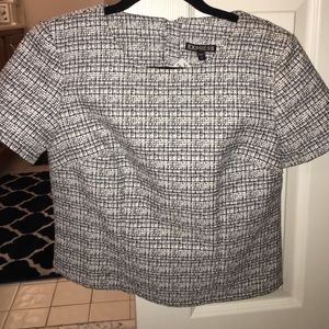 Express black and white pattern sweater crop top