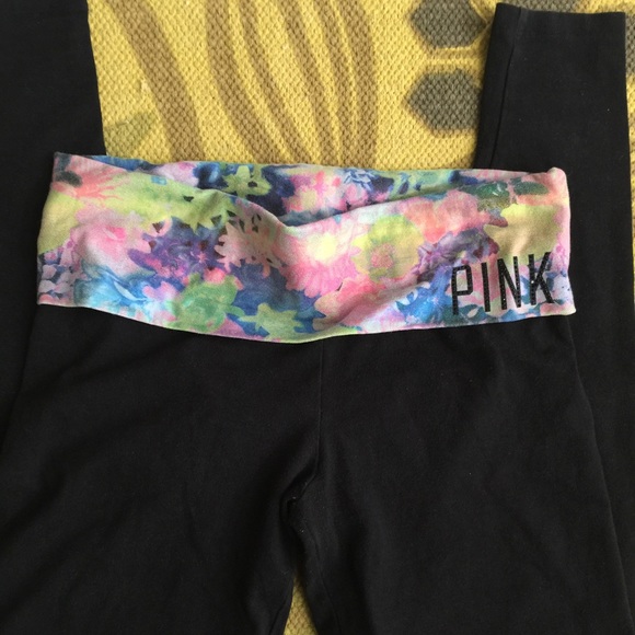 Pink floral skinny yoga pant
