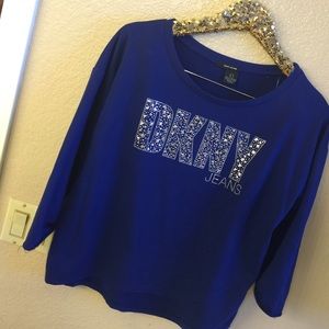 Blue 3/4 sleeve light cotton sweatshirt