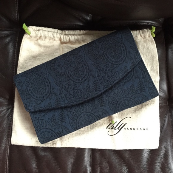 Isly Navy Blue Fabric Clutch - Never Used