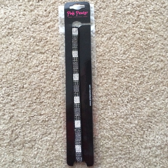 Pink Pewter Jeweled stretchable Head Band