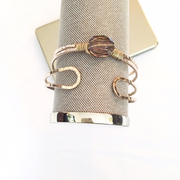 SOLD ๐HP๐Open cuff stone wrapped bracelet set - Picture 3 of 4