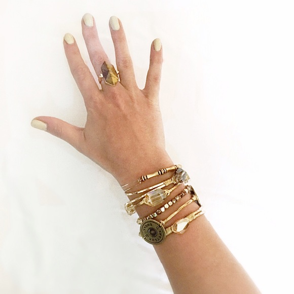 SOLD ๐HP๐Open cuff stone wrapped bracelet set - Picture 4 of 4