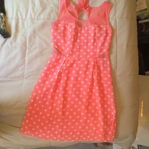 Coral and White polka dot dress