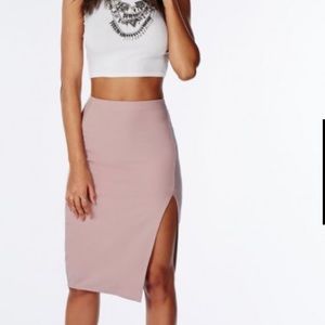 Missguided thigh high split scuba midi skirt mauve