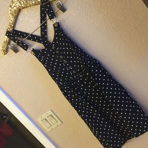 Polka Dot Overall Style Dress