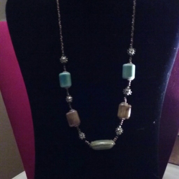 Brown & topaz beaded necklace
