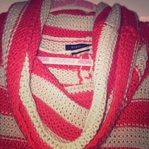 BCBG Heavy Knit Sweater M stripes cowl neck M