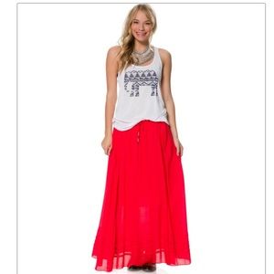 Billabong Red Fancy Lady Maxi Skirt