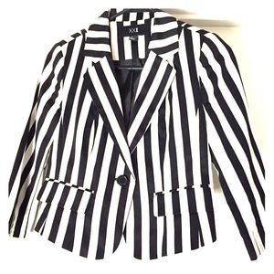 Black and white pinstripe blazer
