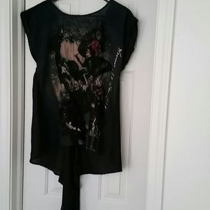 Black silky top with tail