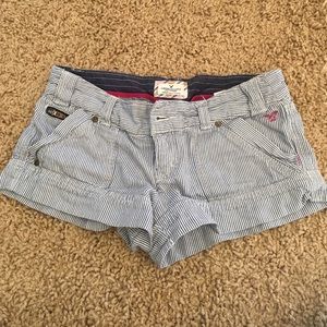 blue and white pinstripe cotton short