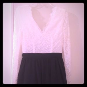 Black & white v-neck lace dress.