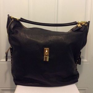 Marc Jacobs Black Hobo Satchel with Gold Hardware