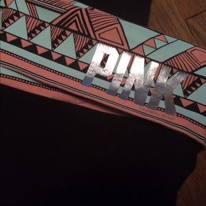 Pink yoga tribal band cropped leggings
