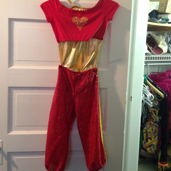 Red and gold childrens dance costume