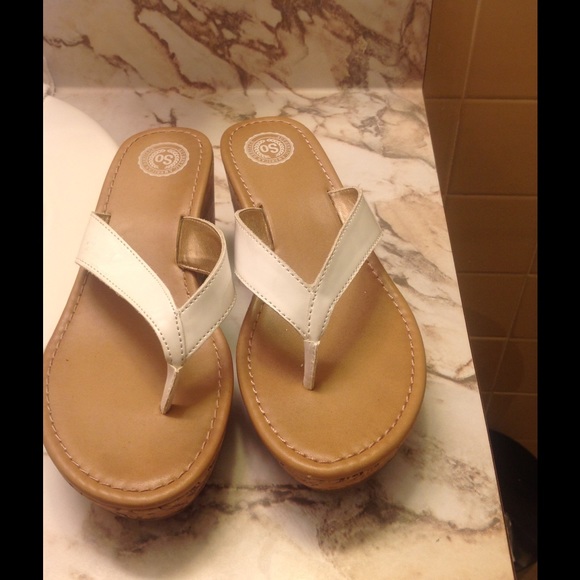 White thong slip on wedge