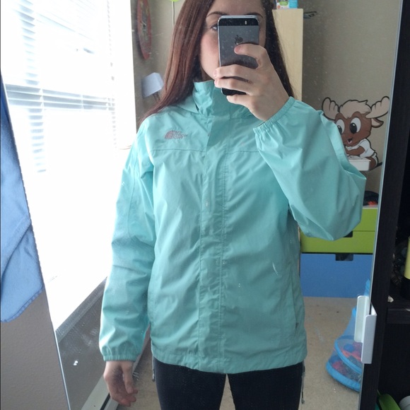 Blue north face rain jacket