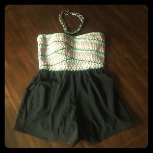 Knit strapless romper