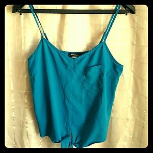 Tie front blue tank