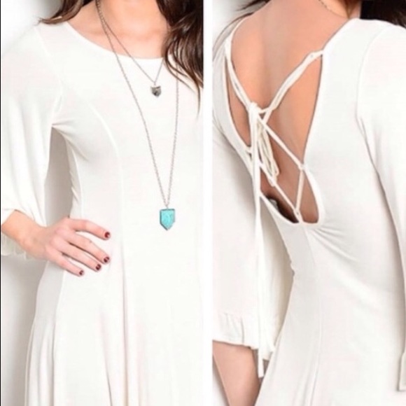Ivory Ruffle Sleeve Dress - Picture 1 of 2