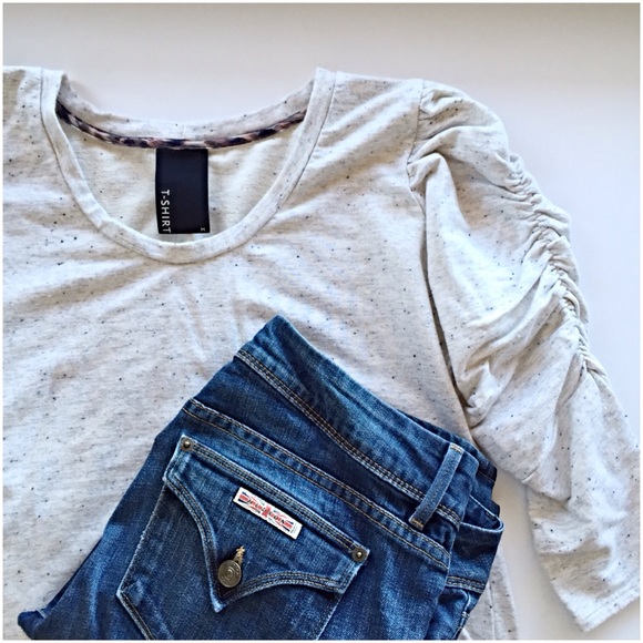 Anthropologie Tops - Anthropologie speckled top with gathered sleeves