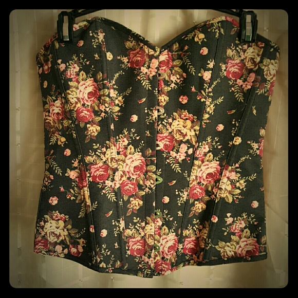 Floral lace up corset - Picture 1 of 3