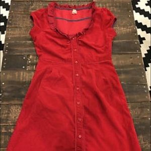 Anthropologie - adorable bright red corduroy dress