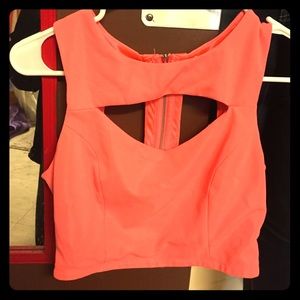 Coral crop top worn a couple of times