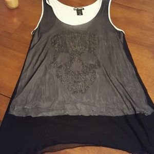 Sequin skull tank top