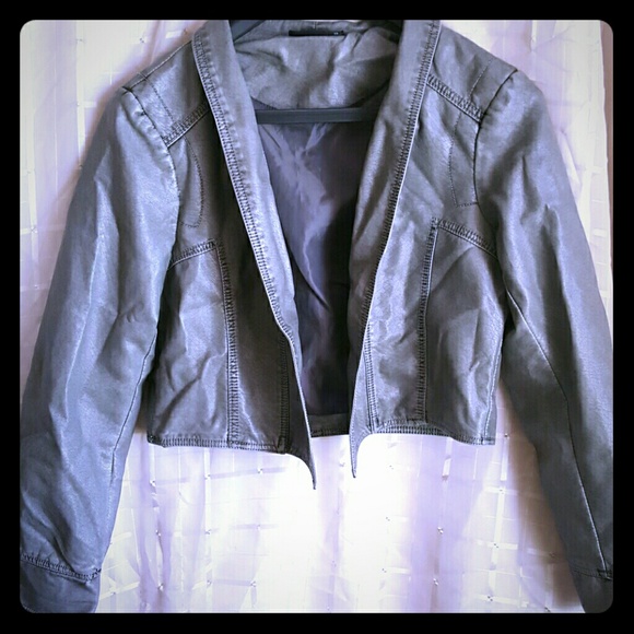 Gray moto leather jacket