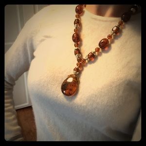 On-trend faux amber bead necklace