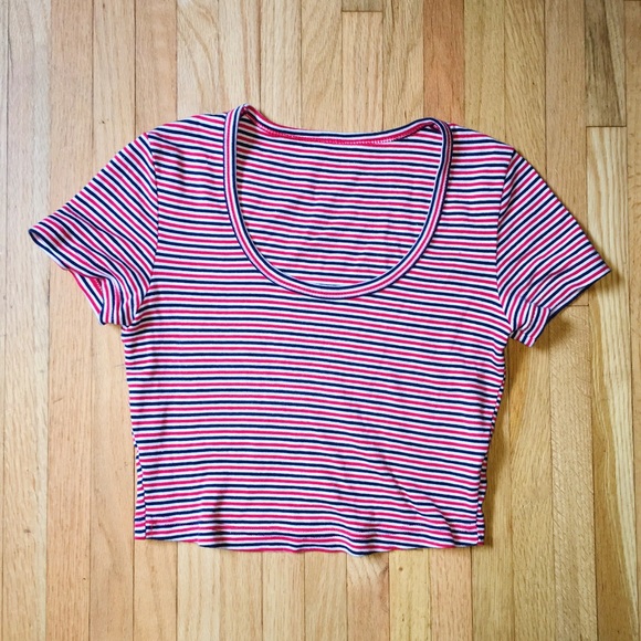 American Apparel striped baby rip crop tee