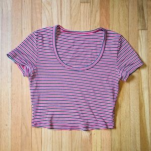 American Apparel striped baby rip crop tee