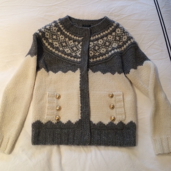 J. Crew Sweaters - Jcrew handknit Fair Isle Cardigan gold buttons xs