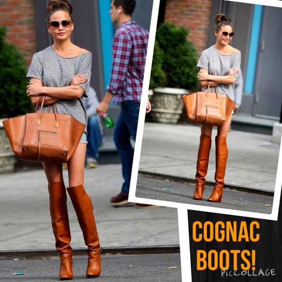 Zara Shoes - 💋Cognac slightly ruched knee high boots! ✨VEGAN✨