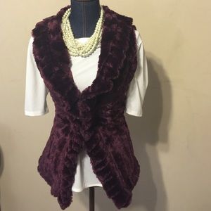 Wine colored faux fur vest by New Directions-NWT