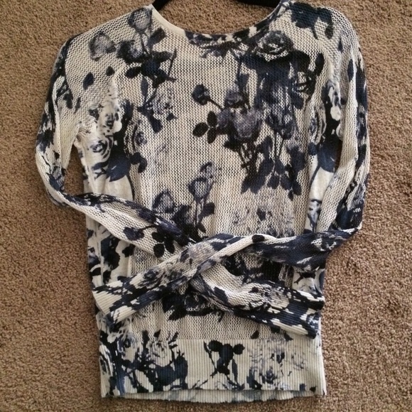 Silence + Noise Mesh Floral Pattern Top