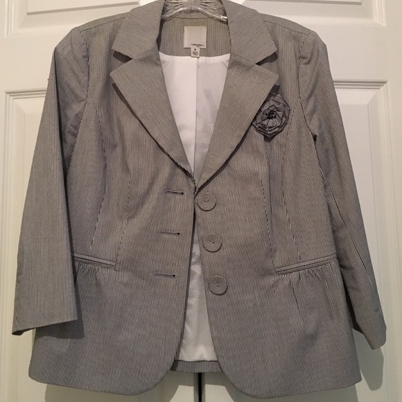 Blue and white striped blazer