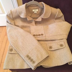 LOFT Classic Cream and Camel Tweed Wool Coat