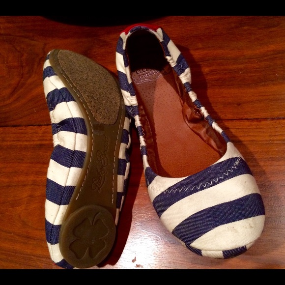 Lucky Brand Navy Striped Ballet Flats size 7.5