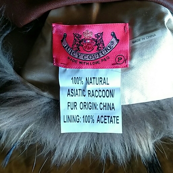 Juicy Couture brown leather jacket w/ real fur - Picture 4 of 4