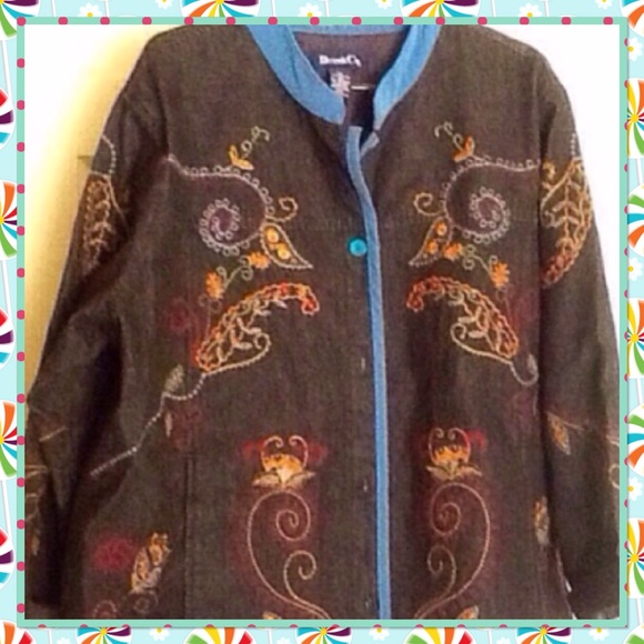 Denim Jacket with beautiful embroidery, lined