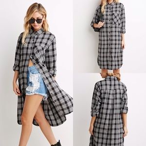 Plaid flannel shirt dress