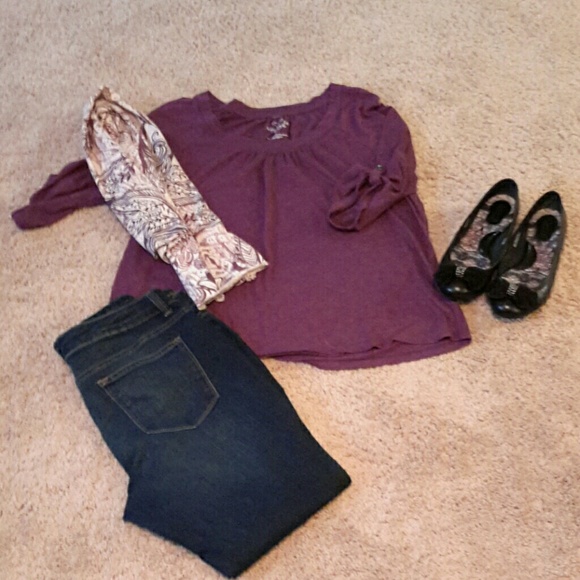 PURPLE TOP AND SCARF SET