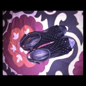 Sling back open toed heels!