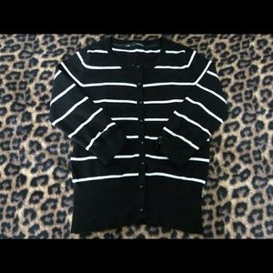 Black and White Striped Cardigan