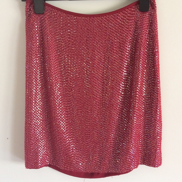 Glamorous red beaded miniskirt
